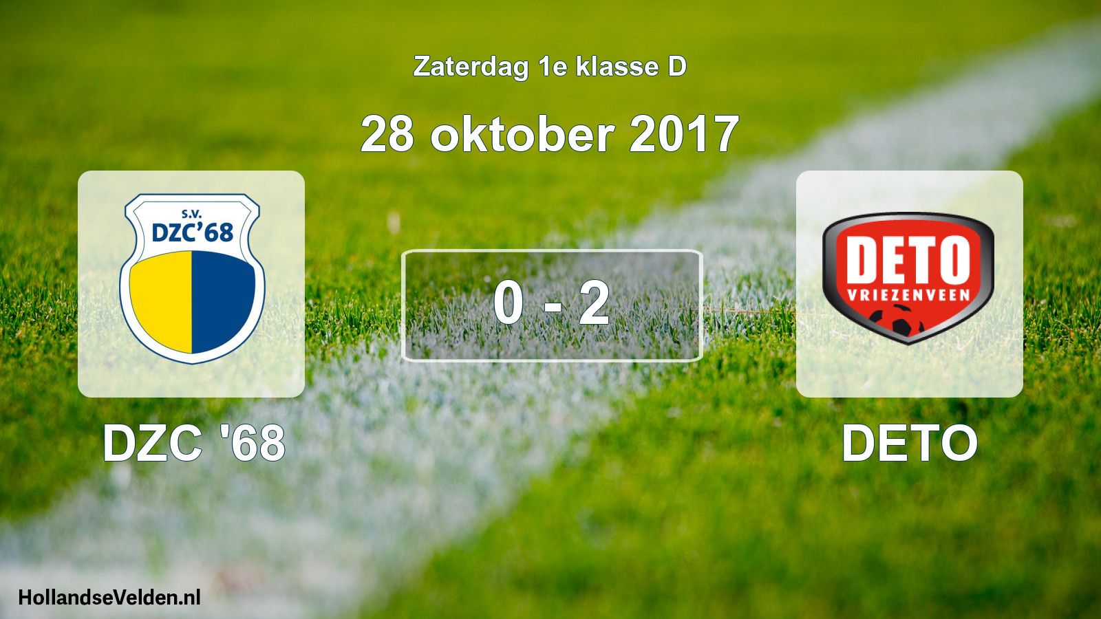Total number of matches played: DZC '68 - DETO 0 - 2 (28 October 2017)