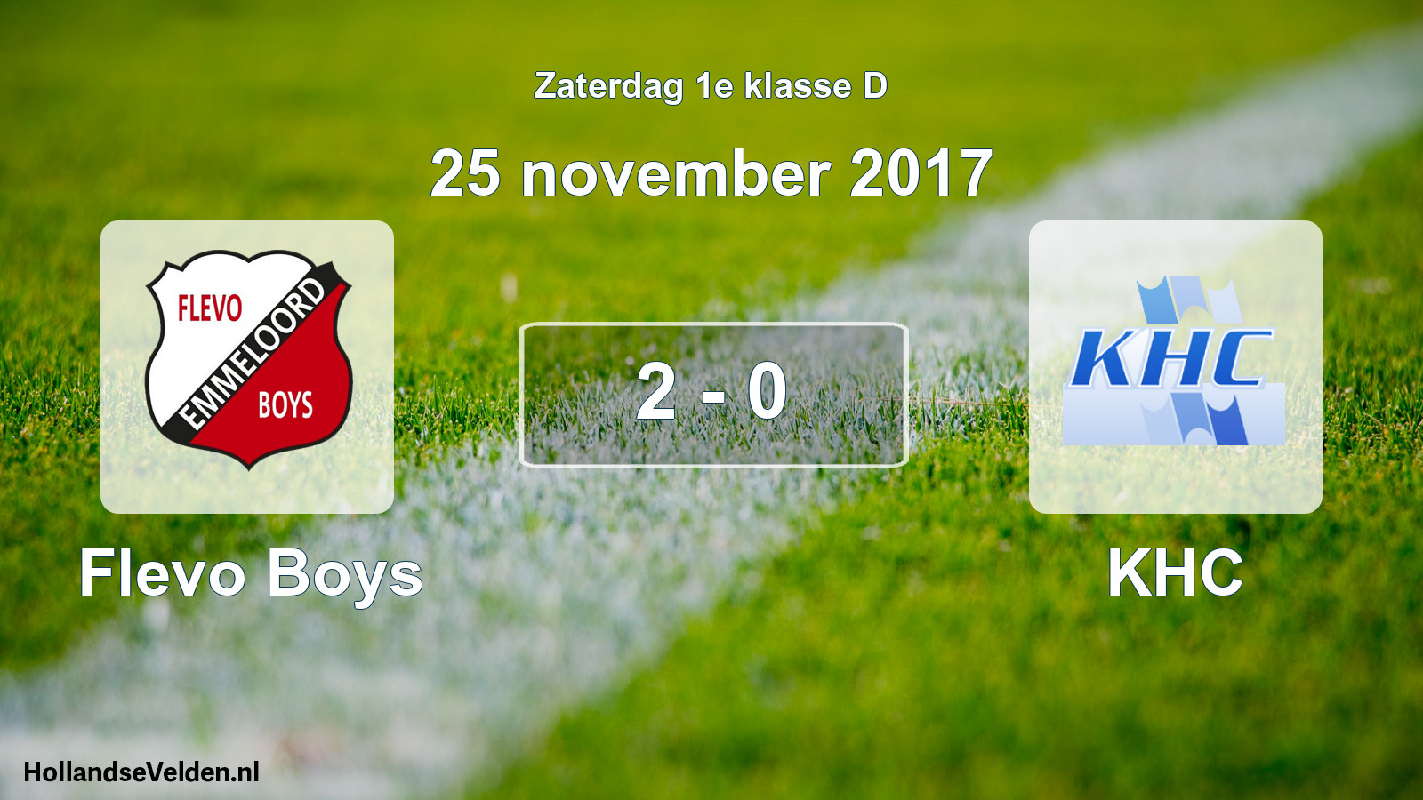 Total number of matches played: Flevo Boys - KHC 2 - 0 (25 November 2017)