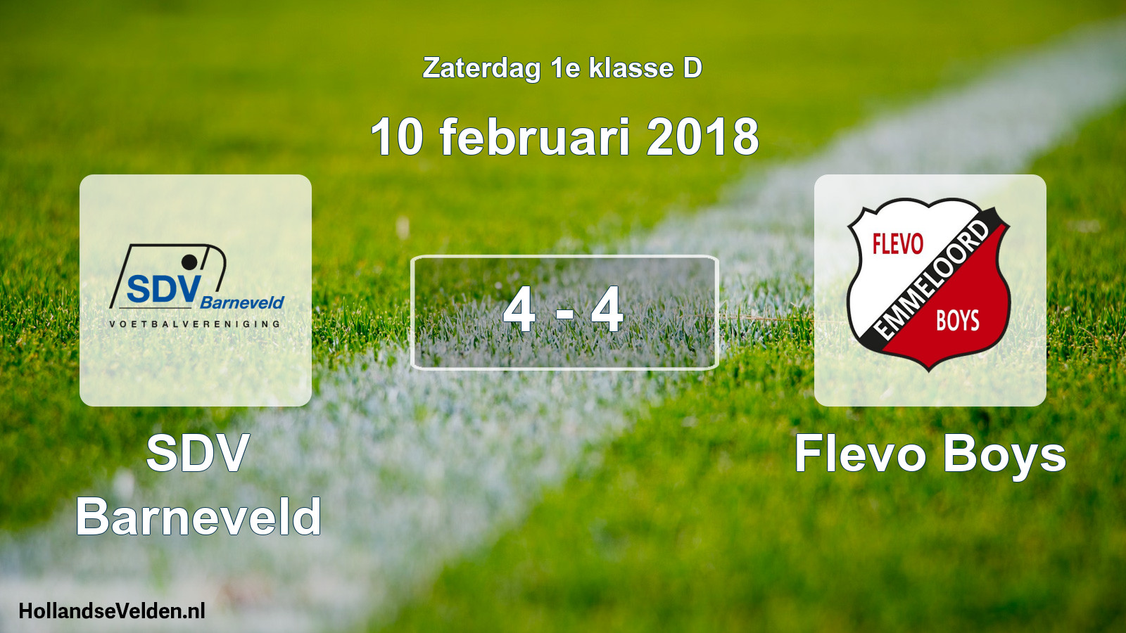 Total number of matches played: SDV Barneveld - Flevo Boys 4 - 4 (10 February 2018)
