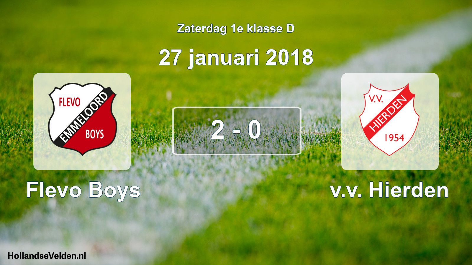 Total number of matches played: Flevo Boys - v.v. Hierden 2 - 0 (27 January 2018)