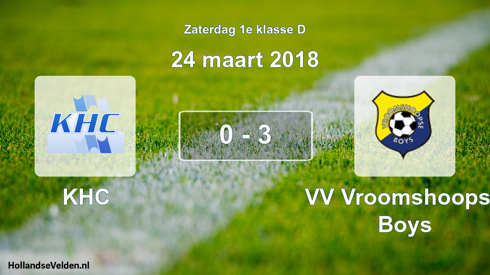 Total number of matches played: KHC - VV Vroomshoopse Boys 0 - 3 (24 March 2018)