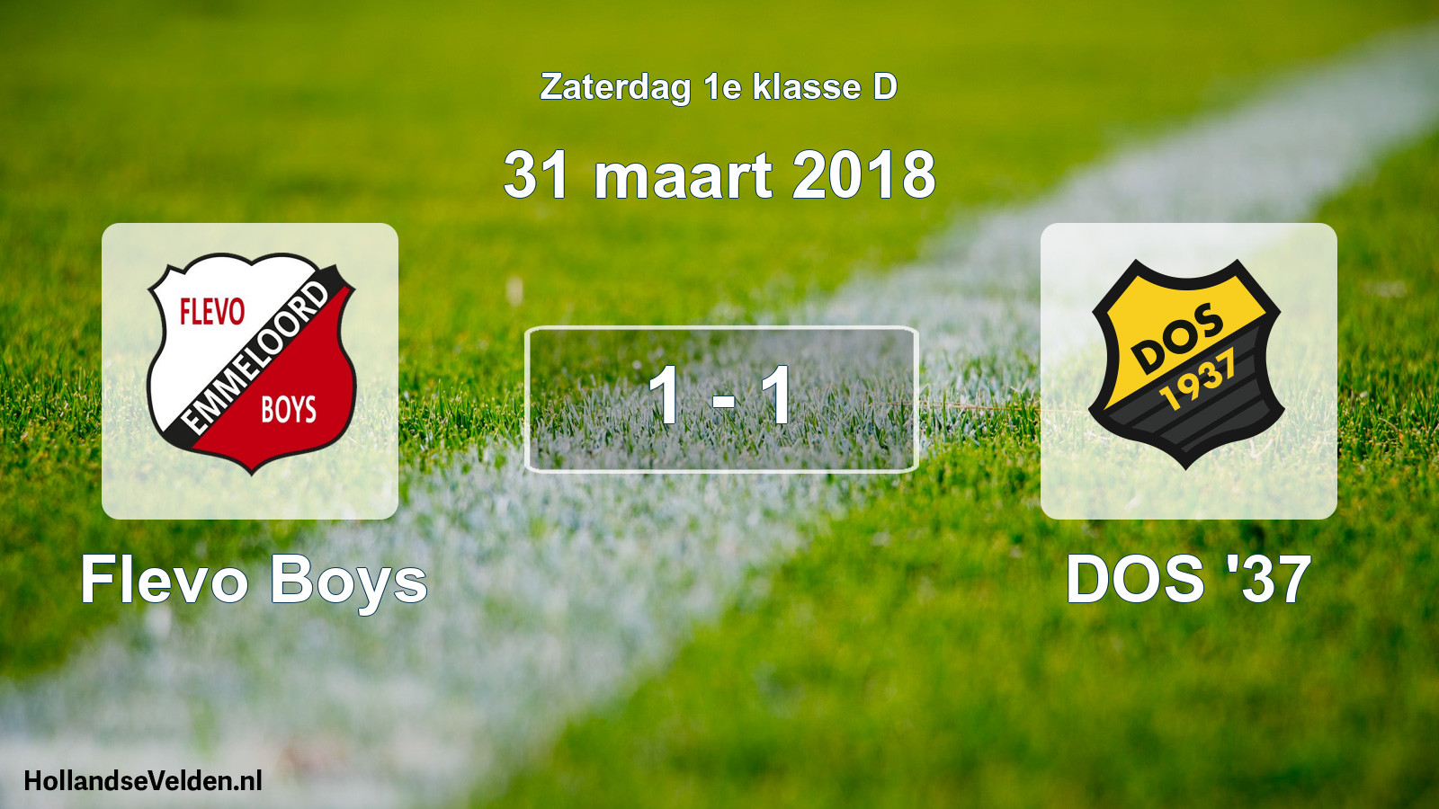 Total number of matches played: Flevo Boys - DOS '37 1 - 1 (31 March 2018)
