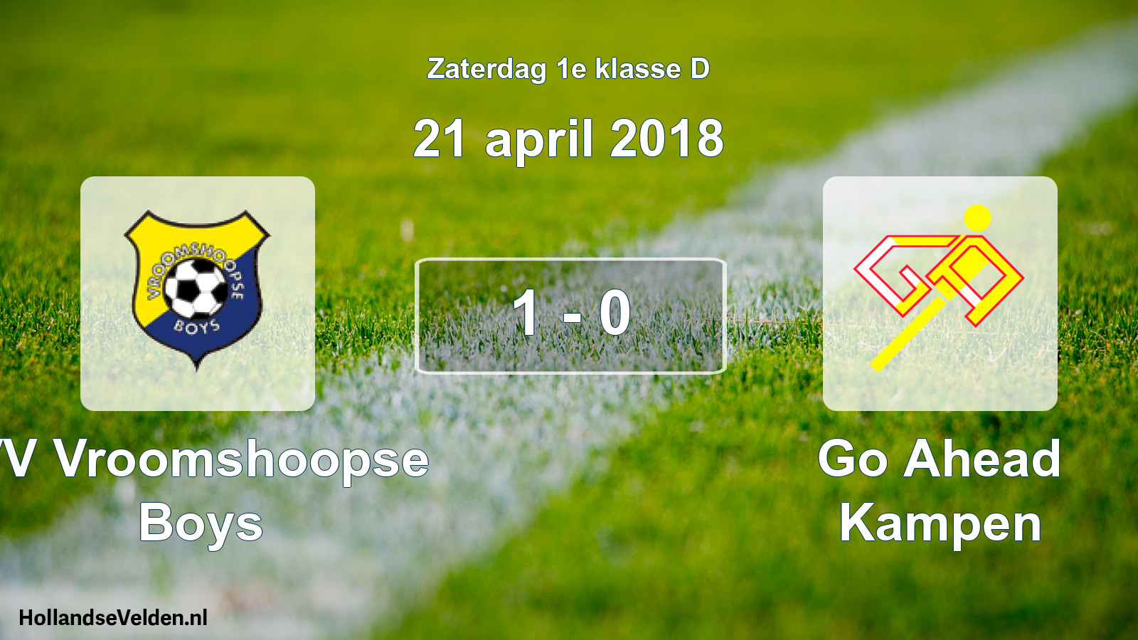 Total number of matches played: VV Vroomshoopse Boys - Go Ahead Kampen 1 - 0 (21 April 2018)