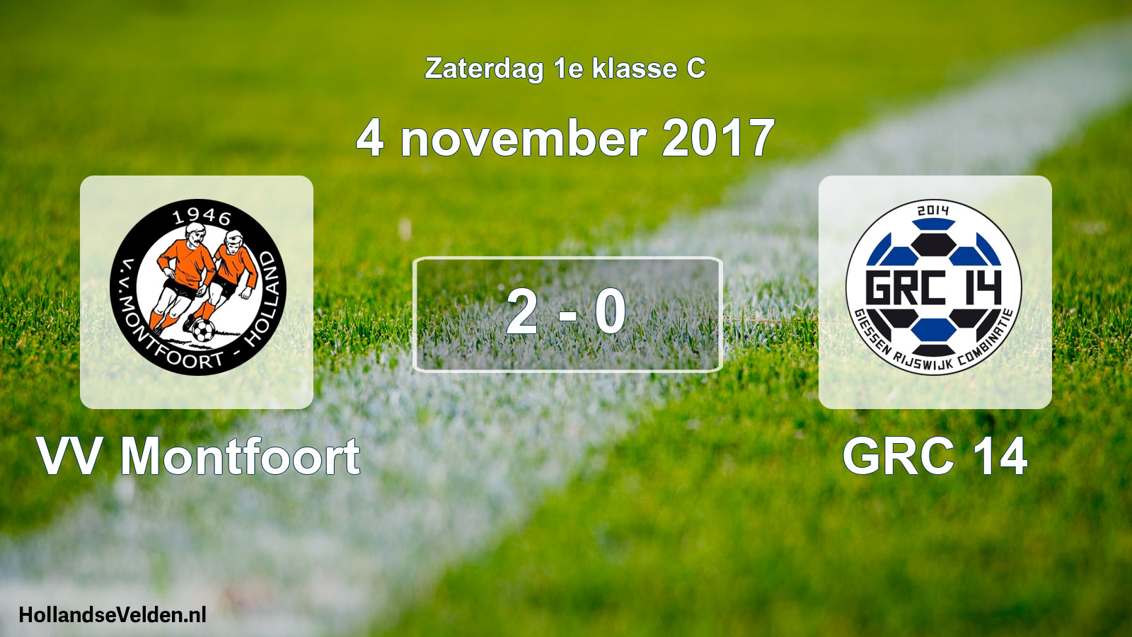 Total number of matches played: VV Montfoort - GRC 14 2 - 0 (4 November 2017)