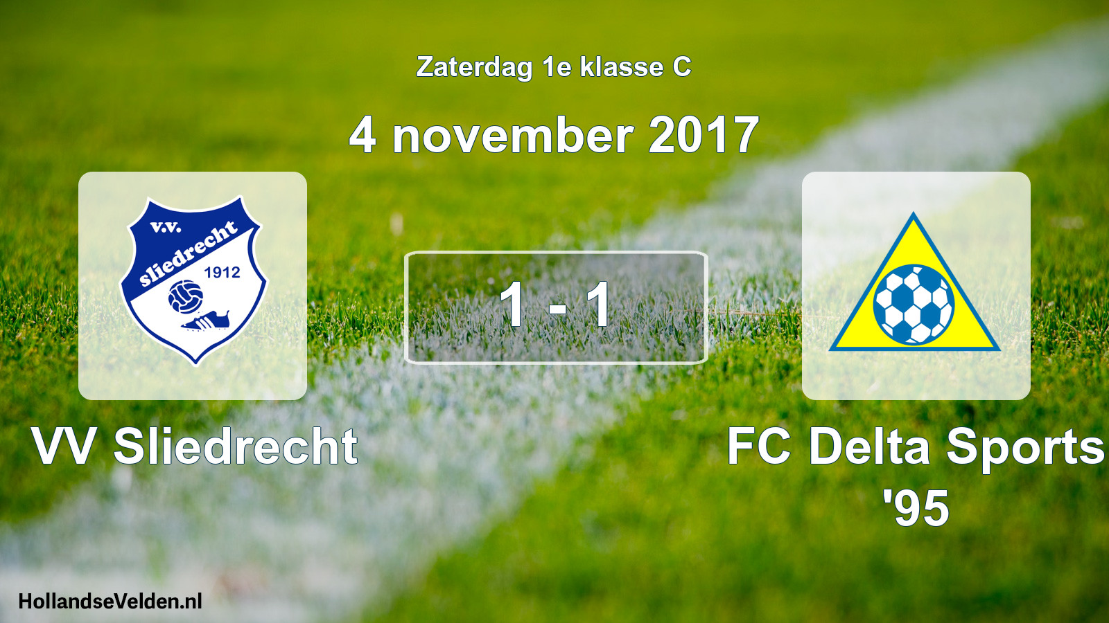 Total number of matches played: VV Sliedrecht - FC Delta Sports '95 1 - 1 (4 November 2017)