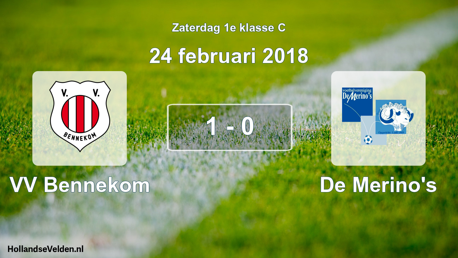 Total number of matches played: VV Bennekom - De Merino's 1 - 0 (24 February 2018)