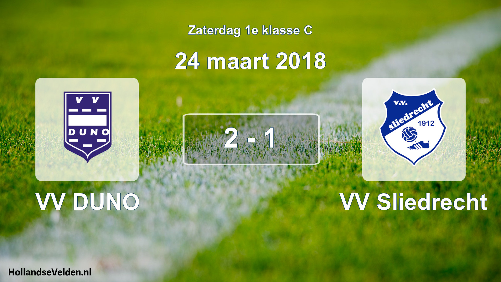 Total number of matches played: VV DUNO - VV Sliedrecht 2 - 1 (24 March 2018)