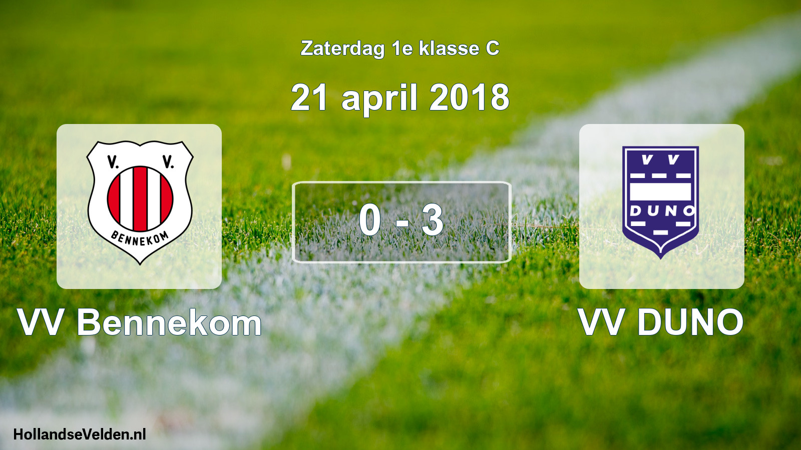 Total number of matches played: VV Bennekom - VV DUNO 0 - 3 (21 April 2018)