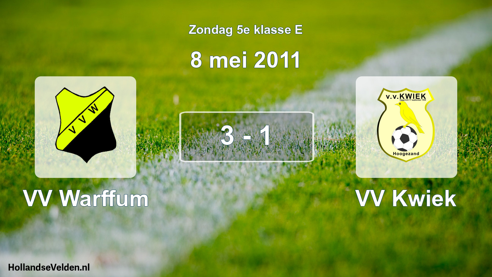Total number of matches played: VV Warffum - VV Kwiek 3 - 1 (8 May 2011)