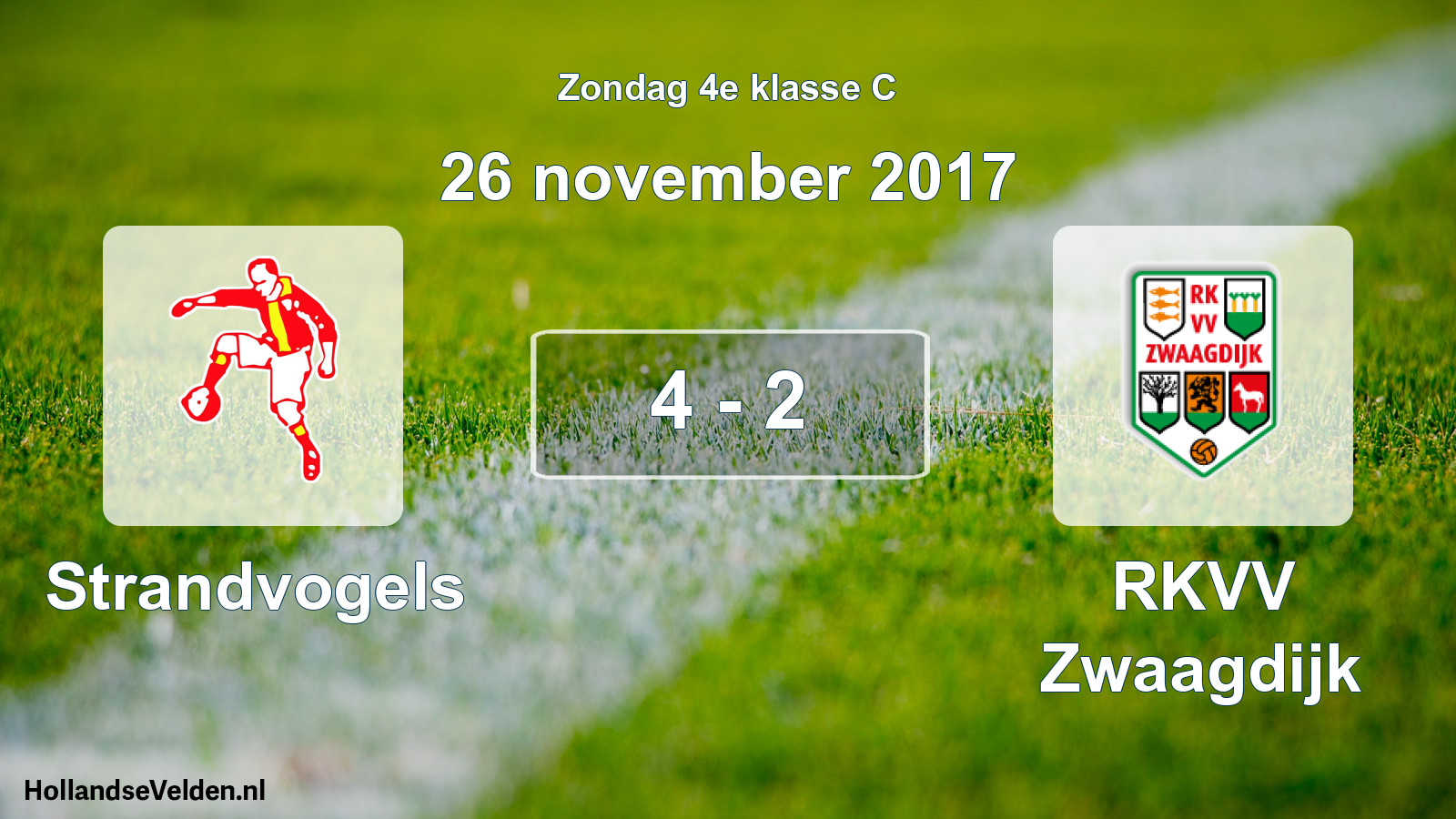 Total number of matches played: Strandvogels - RKVV Zwaagdijk 4 - 2 (26 November 2017)