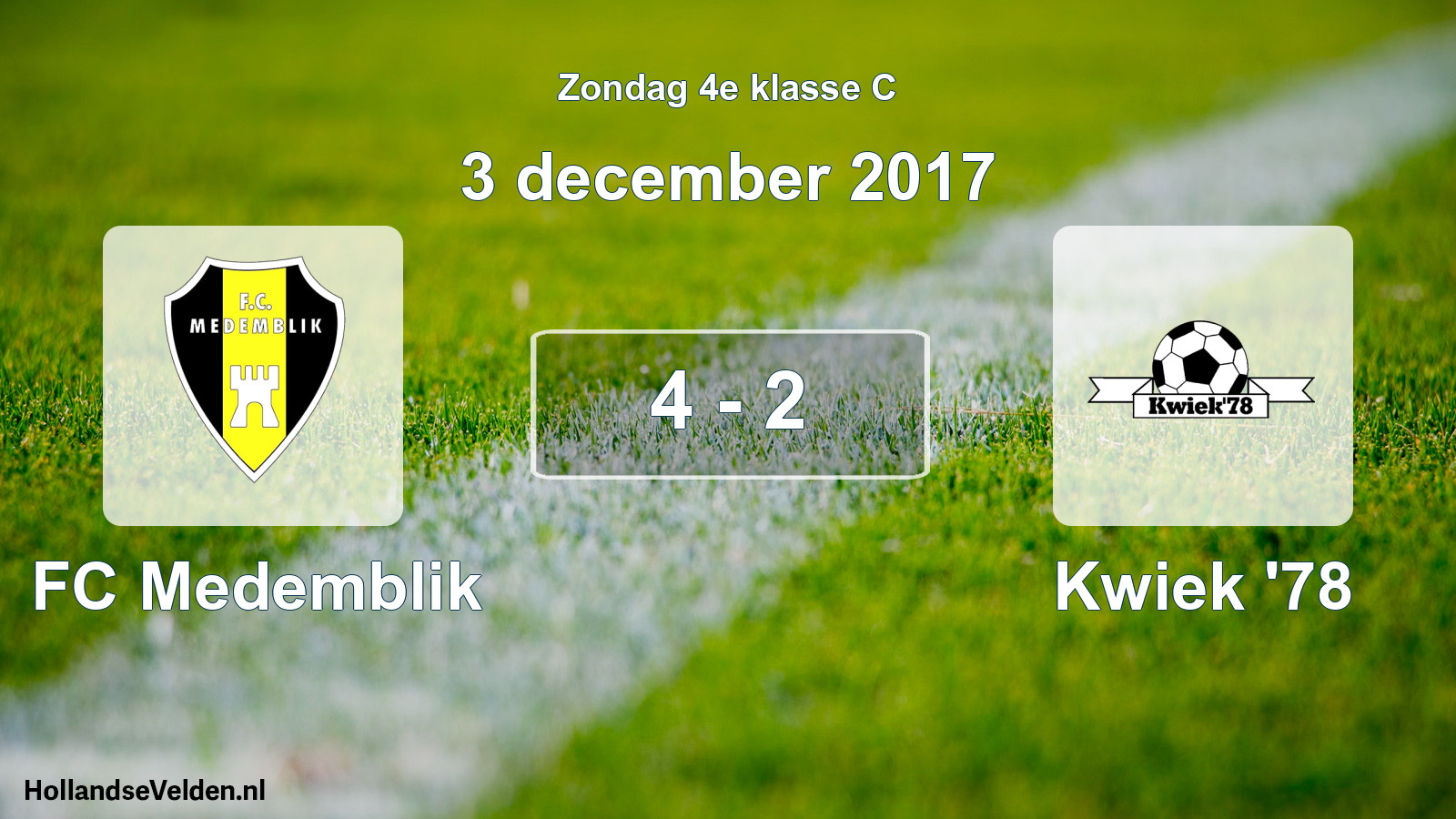 Total number of matches played: FC Medemblik - Kwiek '78 4 - 2 (3 December 2017)