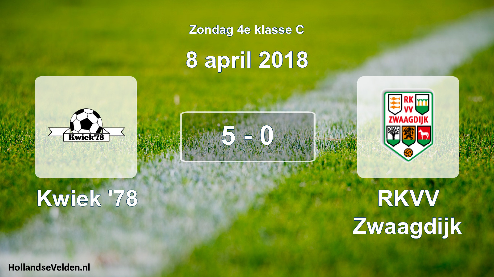 Total number of matches played: Kwiek '78 - RKVV Zwaagdijk 5 - 0 (8 April 2018)