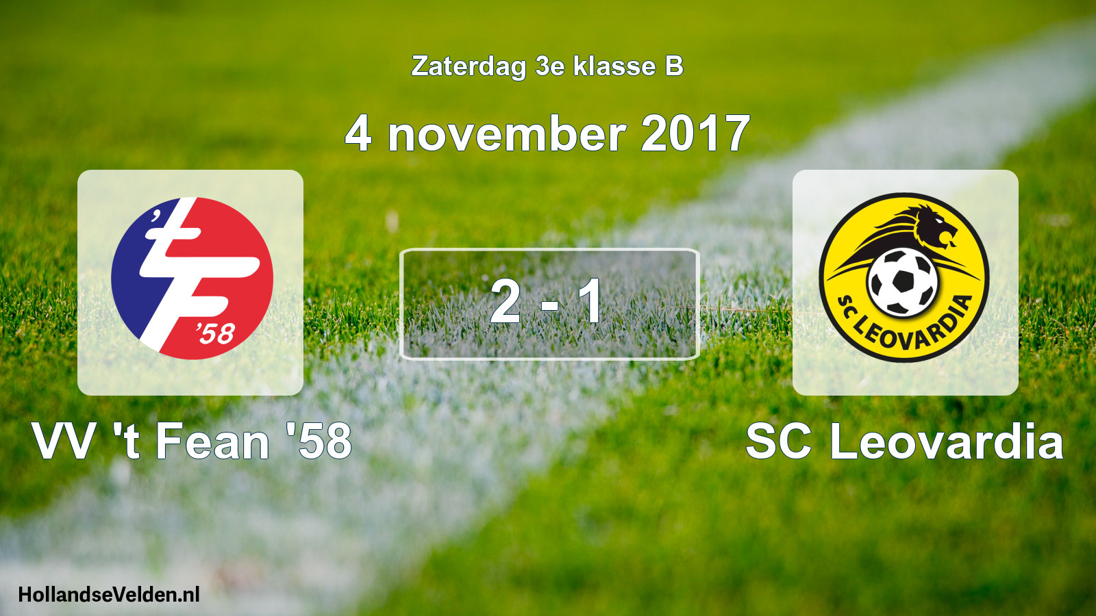 Total number of matches played: VV 't Fean '58 - SC Leovardia 2 - 1 (4 November 2017)