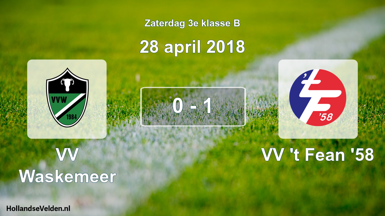 Total number of matches played: VV Waskemeer - VV 't Fean '58 0 - 1 (28 April 2018)