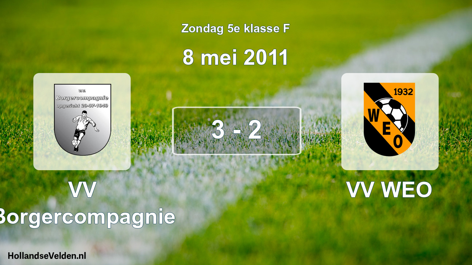 Total number of matches played: VV Borgercompagnie - VV WEO 3 - 2 (8 May 2011)