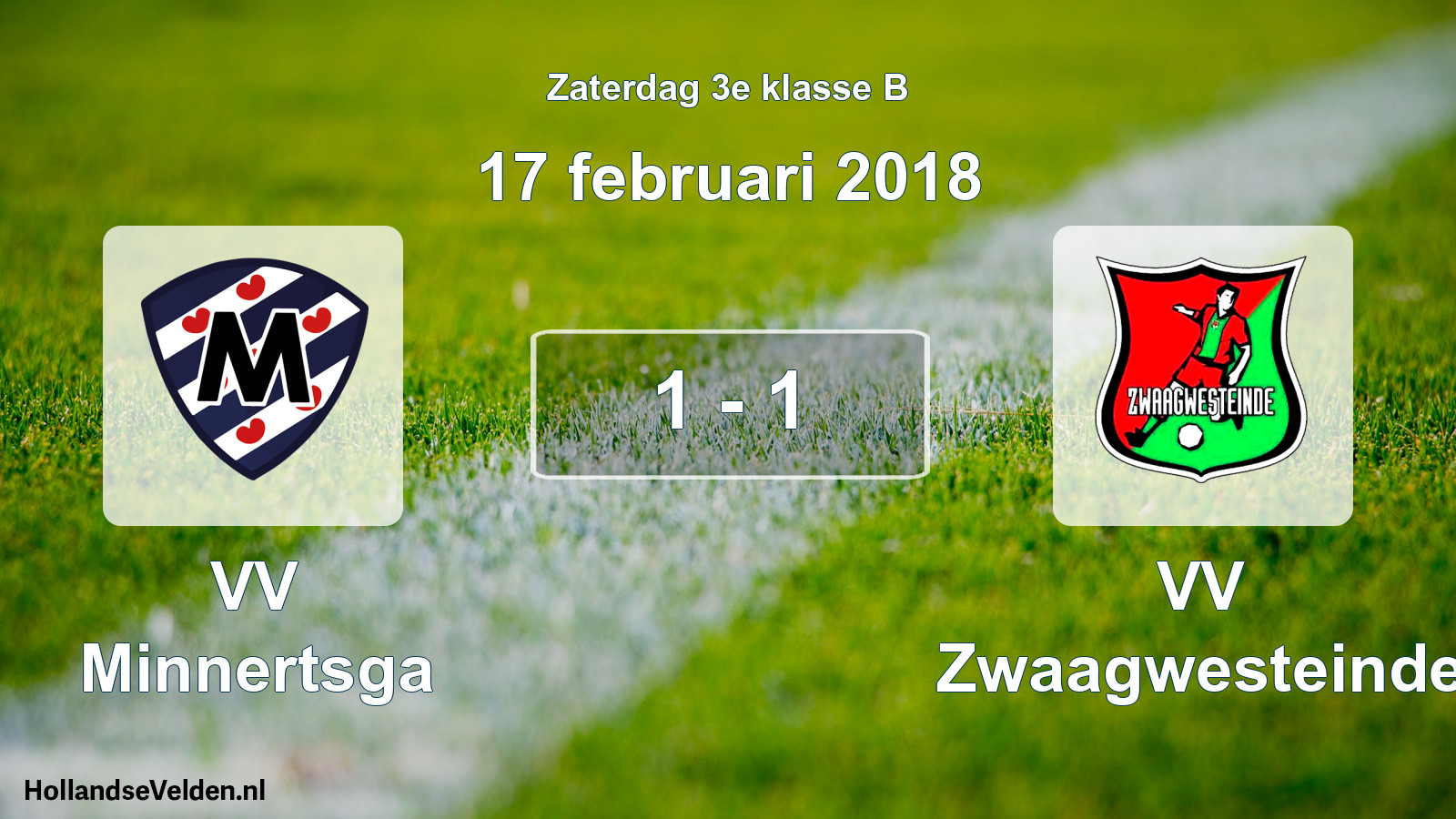 Total number of matches played: VV Minnertsga - VV Zwaagwesteinde 1 - 1 (17 February 2018)