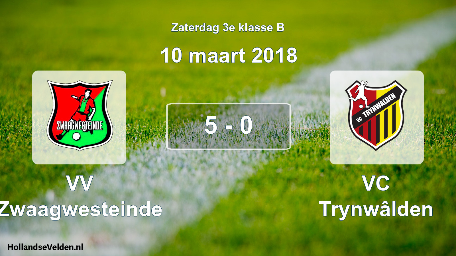 Total number of matches played: VV Zwaagwesteinde - VC Trynwâlden 5 - 0 (10 March 2018)