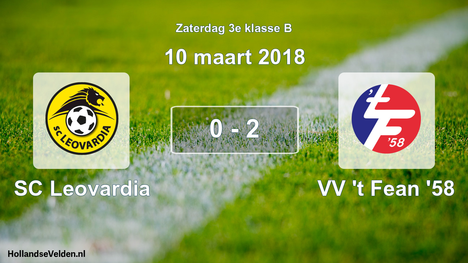 Total number of matches played: SC Leovardia - VV 't Fean '58 0 - 2 (10 March 2018)