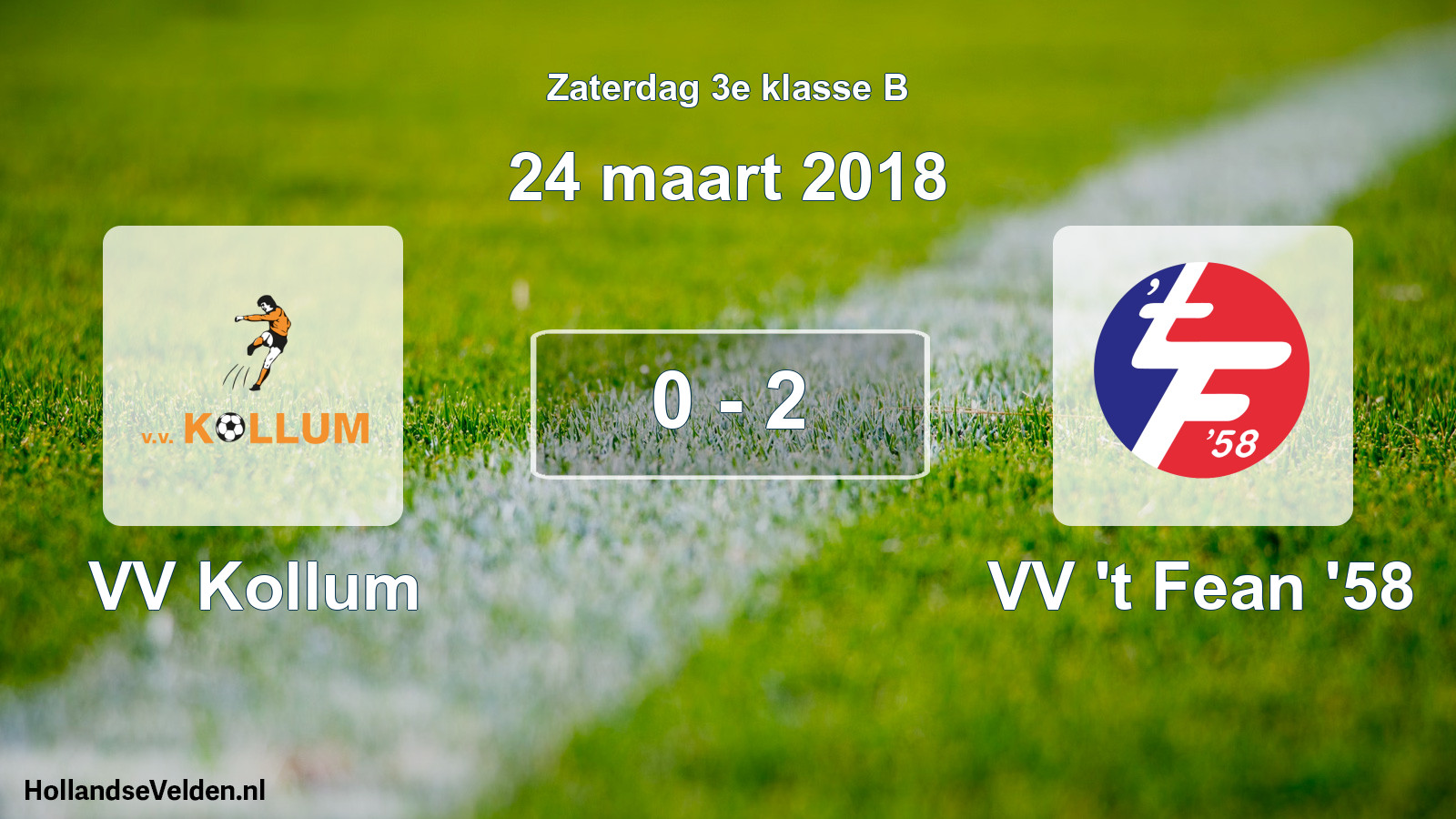 Total number of matches played: VV Kollum - VV 't Fean '58 0 - 2 (24 March 2018)
