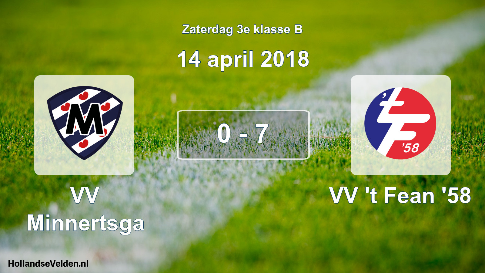 Total number of matches played: VV Minnertsga - VV 't Fean '58 0 - 7 (14 April 2018)