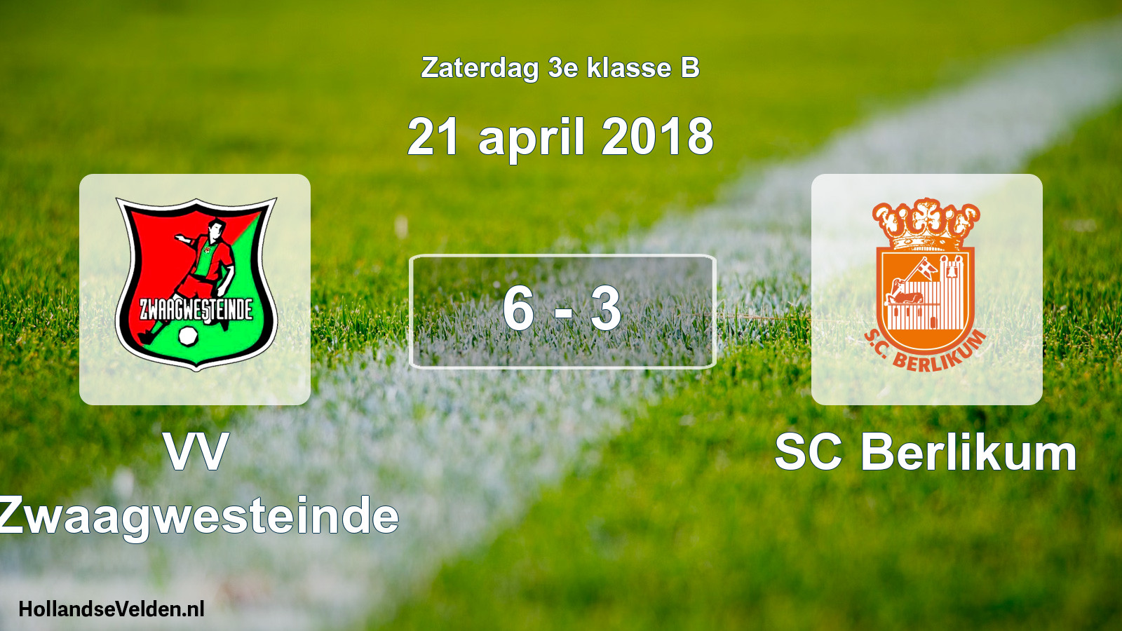 Total number of matches played: VV Zwaagwesteinde - SC Berlikum 6 - 3 (21 April 2018)
