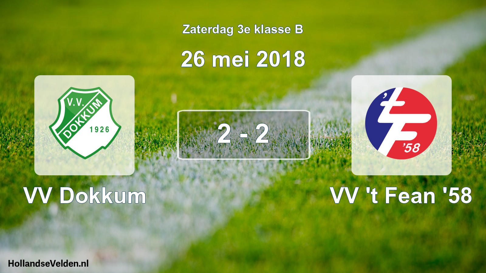 Total number of matches played: VV Dokkum - VV 't Fean '58 2 - 2 (26 May 2018)