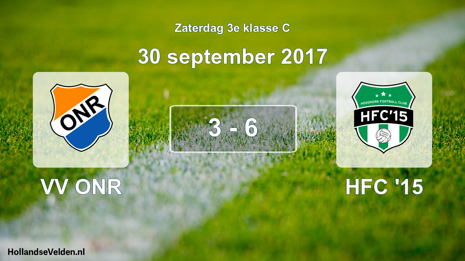 Total number of matches played: VV ONR - HFC '15 3 - 6 (30 September 2017)