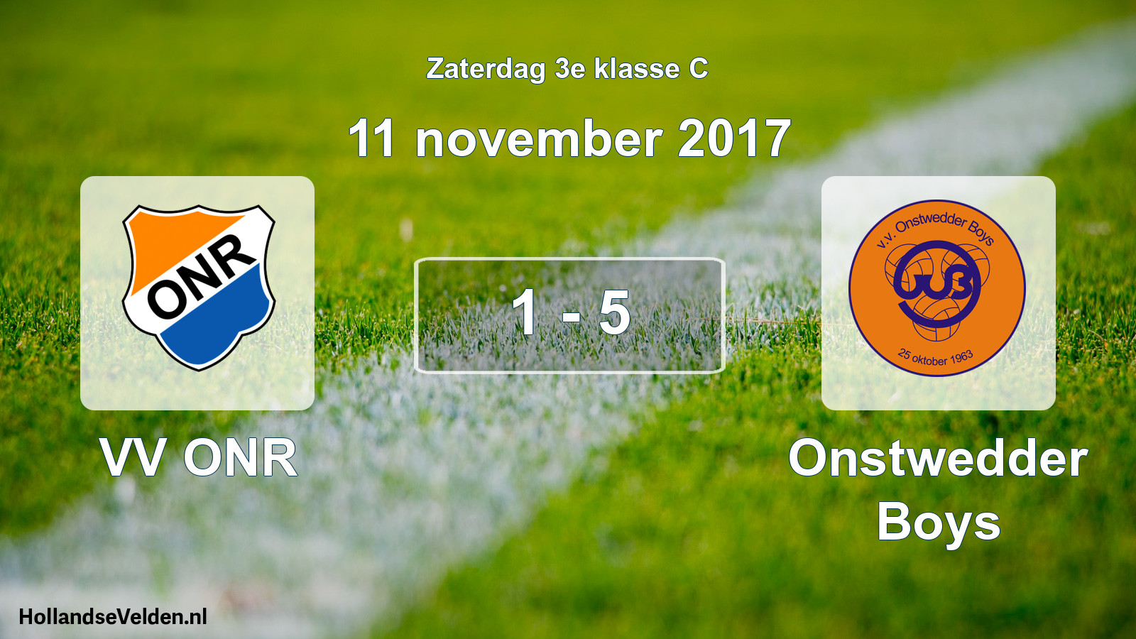Total number of matches played: VV ONR - Onstwedder Boys 1 - 5 (11 November 2017)