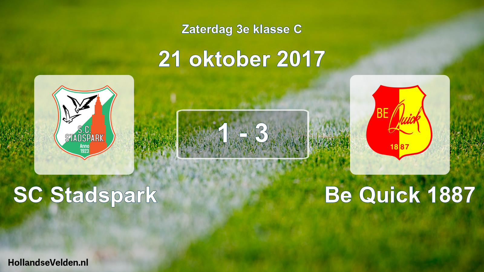 Total number of matches played: SC Stadspark - Be Quick 1887 1 - 3 (21 October 2017)