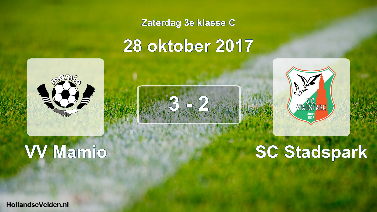 Total number of matches played: VV Mamio - SC Stadspark 3 - 2 (28 October 2017)