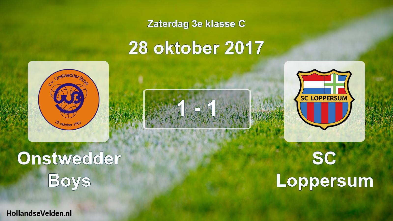 Total number of matches played: Onstwedder Boys - SC Loppersum 1 - 1 (28 October 2017)
