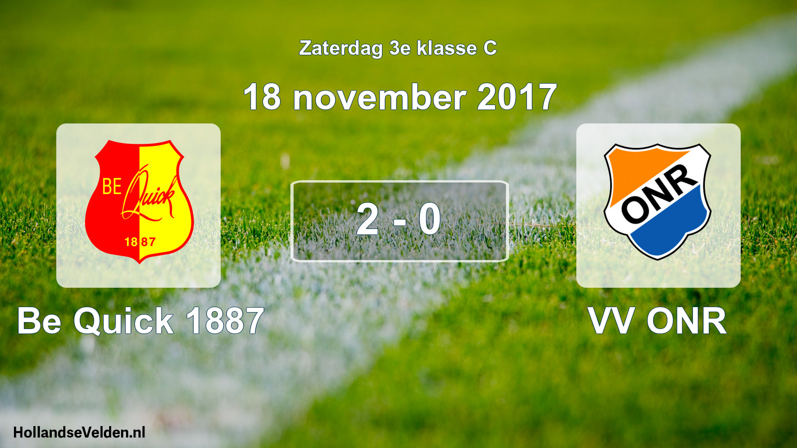 Total number of matches played: Be Quick 1887 - VV ONR 2 - 0 (18 November 2017)