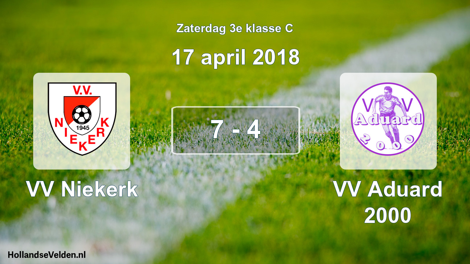 Total number of matches played: VV Niekerk - VV Aduard 2000 7 - 4 (17 April 2018)