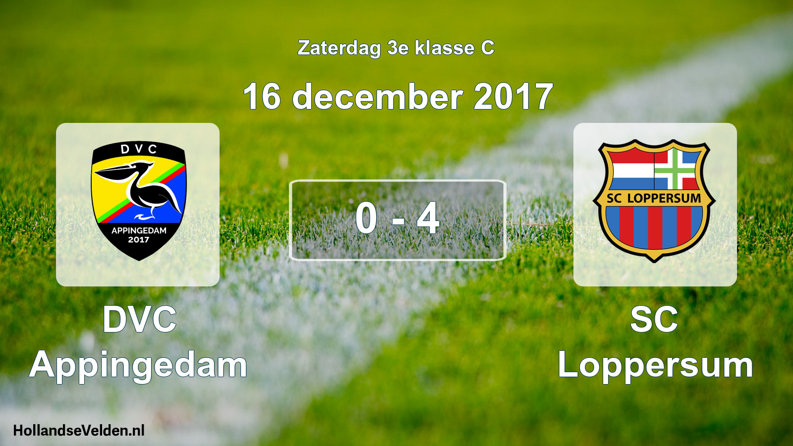 Total number of matches played: DVC Appingedam - SC Loppersum 0 - 4 (16 December 2017)