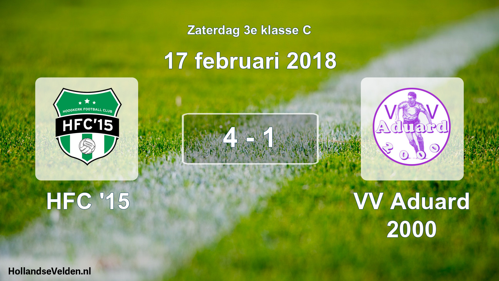 Total number of matches played: HFC '15 - VV Aduard 2000 4 - 1 (17 February 2018)