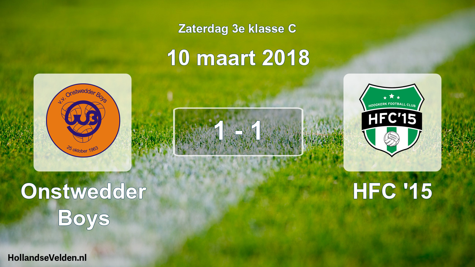 Total number of matches played: Onstwedder Boys - HFC '15 1 - 1 (10 March 2018)