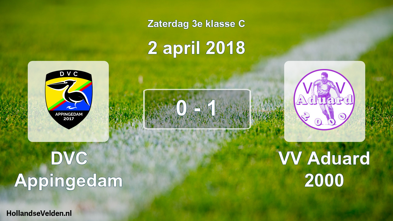 Total number of matches played: DVC Appingedam - VV Aduard 2000 0 - 1 (2 April 2018)