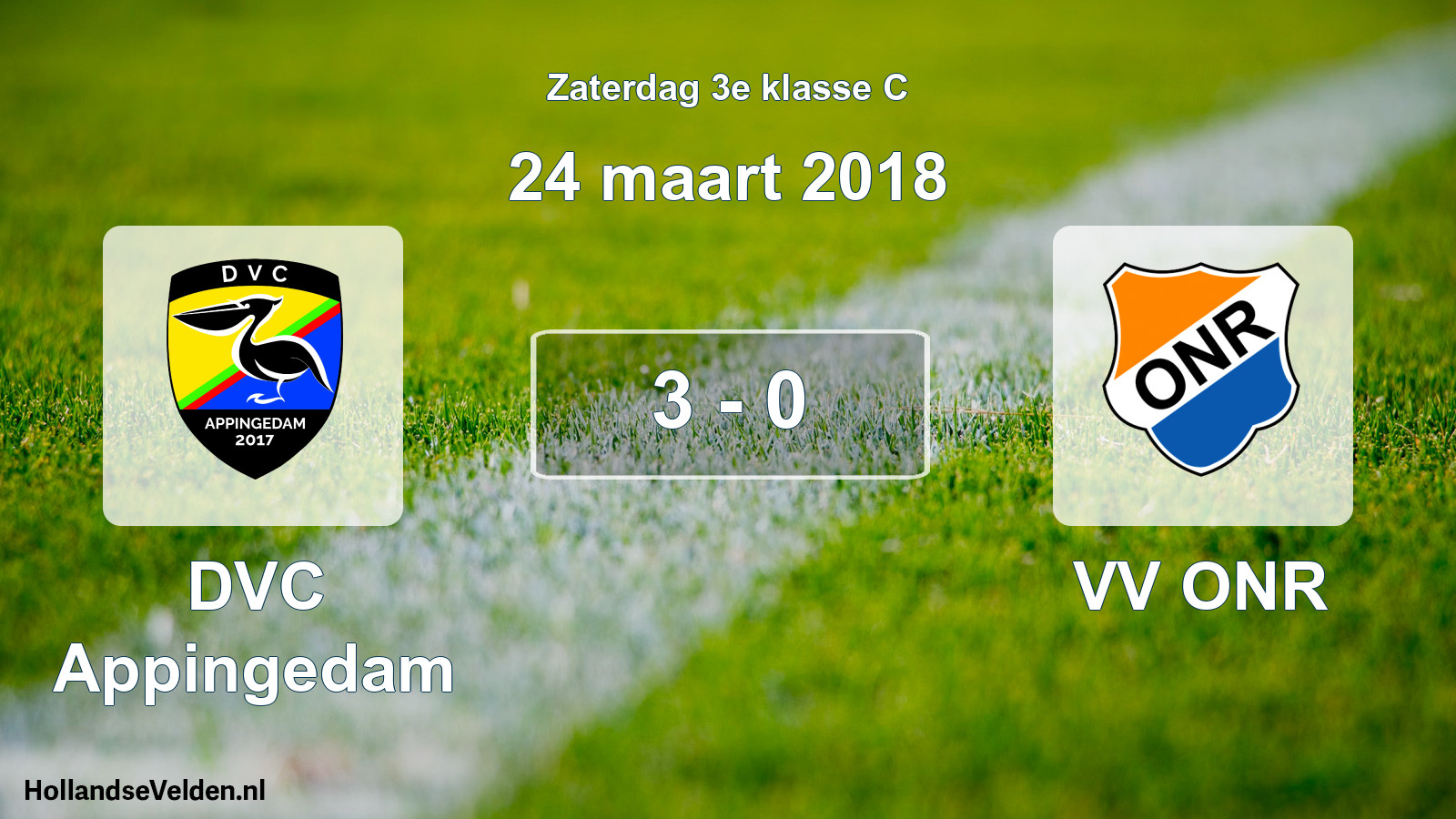 Total number of matches played: DVC Appingedam - VV ONR 3 - 0 (24 March 2018)