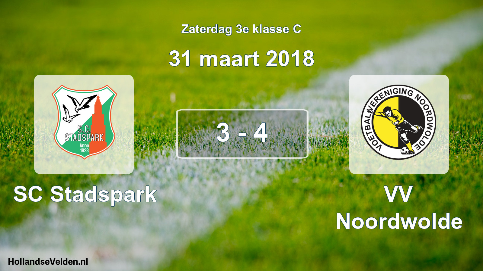 Total number of matches played: SC Stadspark - VV Noordwolde 3 - 4 (31 March 2018)