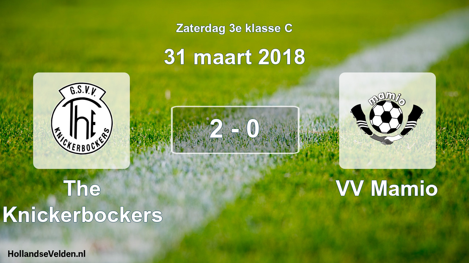 Total number of matches played: The Knickerbockers - VV Mamio 2 - 0 (31 March 2018)
