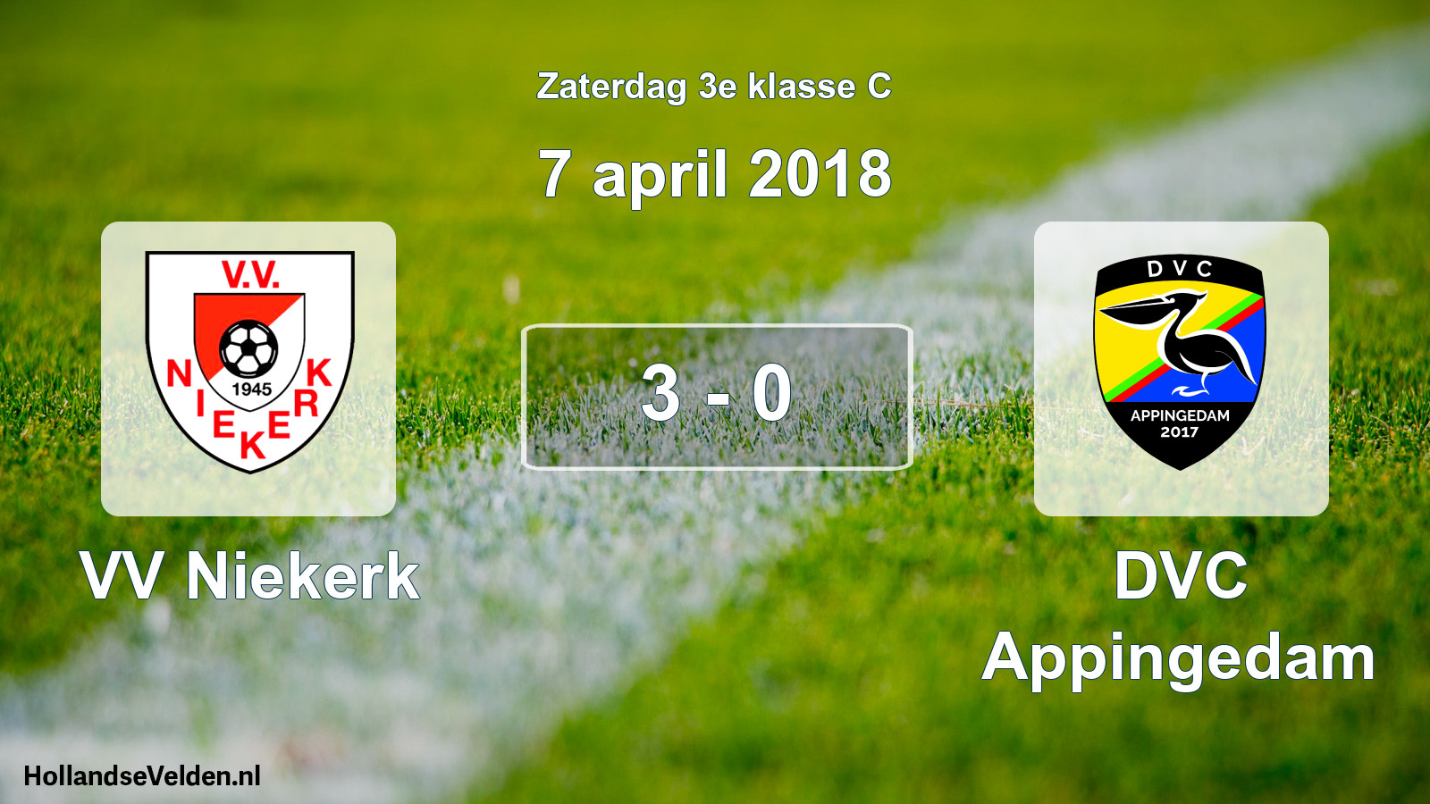 Total number of matches played: VV Niekerk - DVC Appingedam 3 - 0 (7 April 2018)