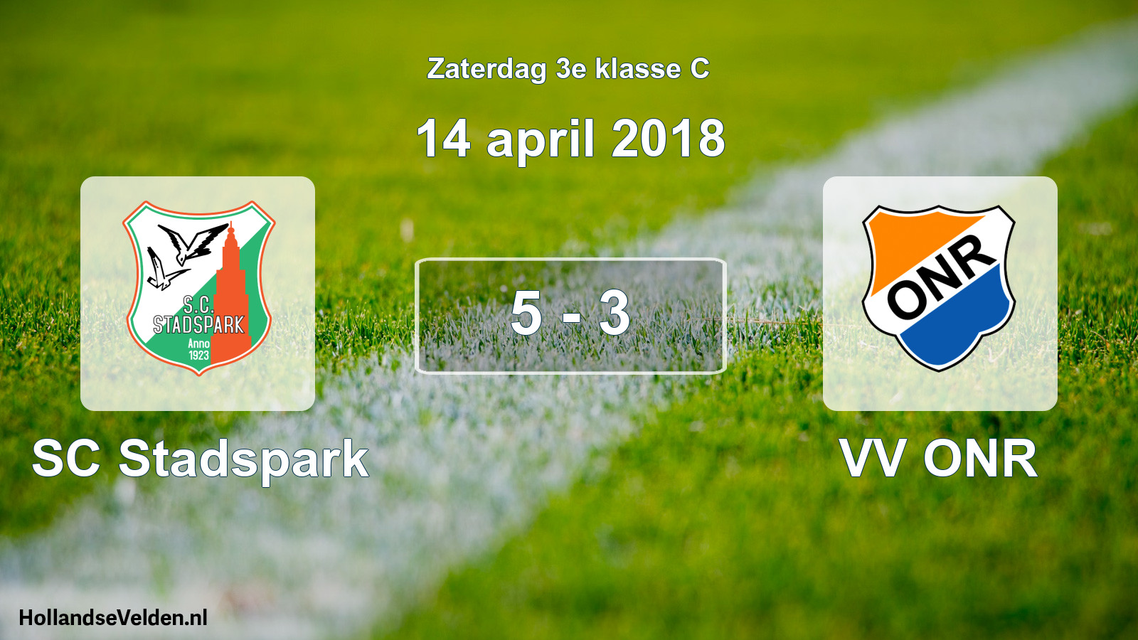 Total number of matches played: SC Stadspark - VV ONR 5 - 3 (14 April 2018)