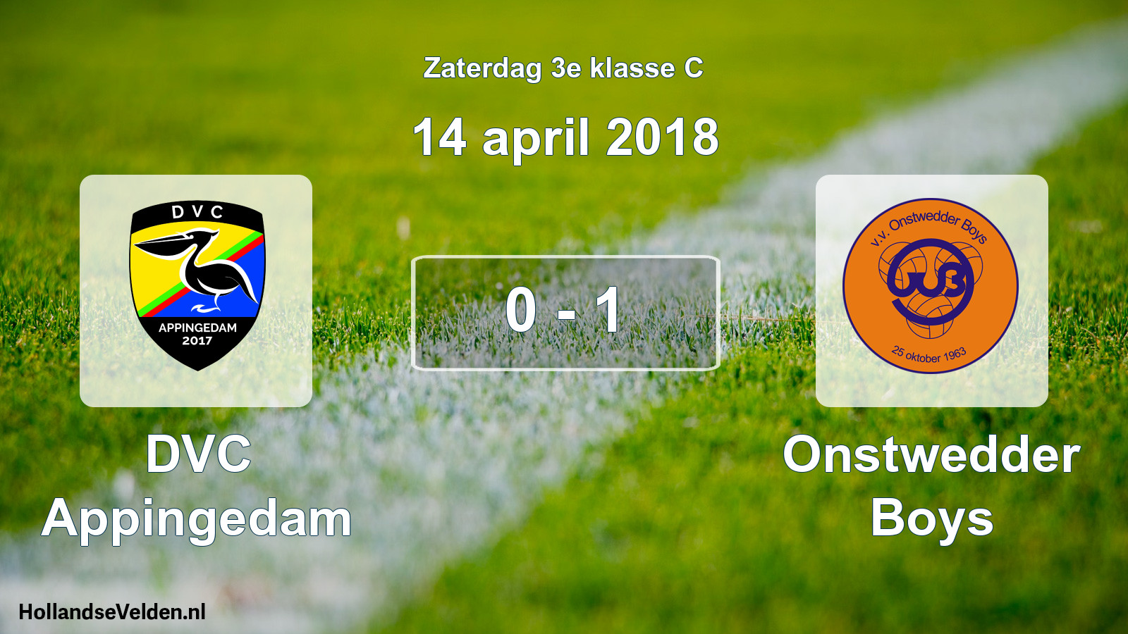 Total number of matches played: DVC Appingedam - Onstwedder Boys 0 - 1 (14 April 2018)