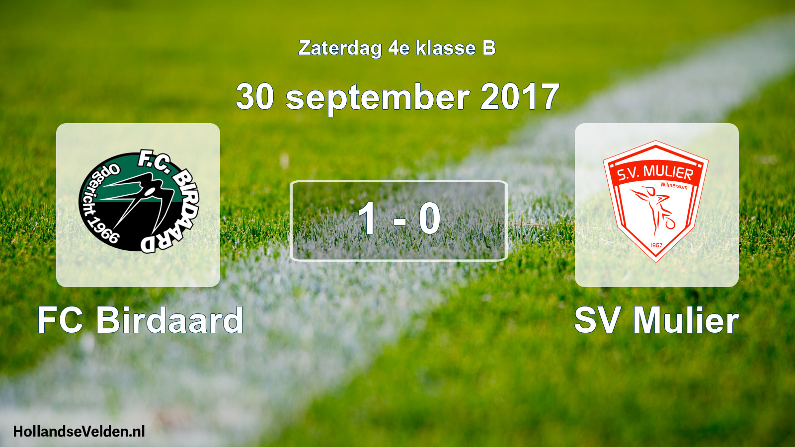 Total number of matches played: FC Birdaard - SV Mulier 1 - 0 (30 September 2017)
