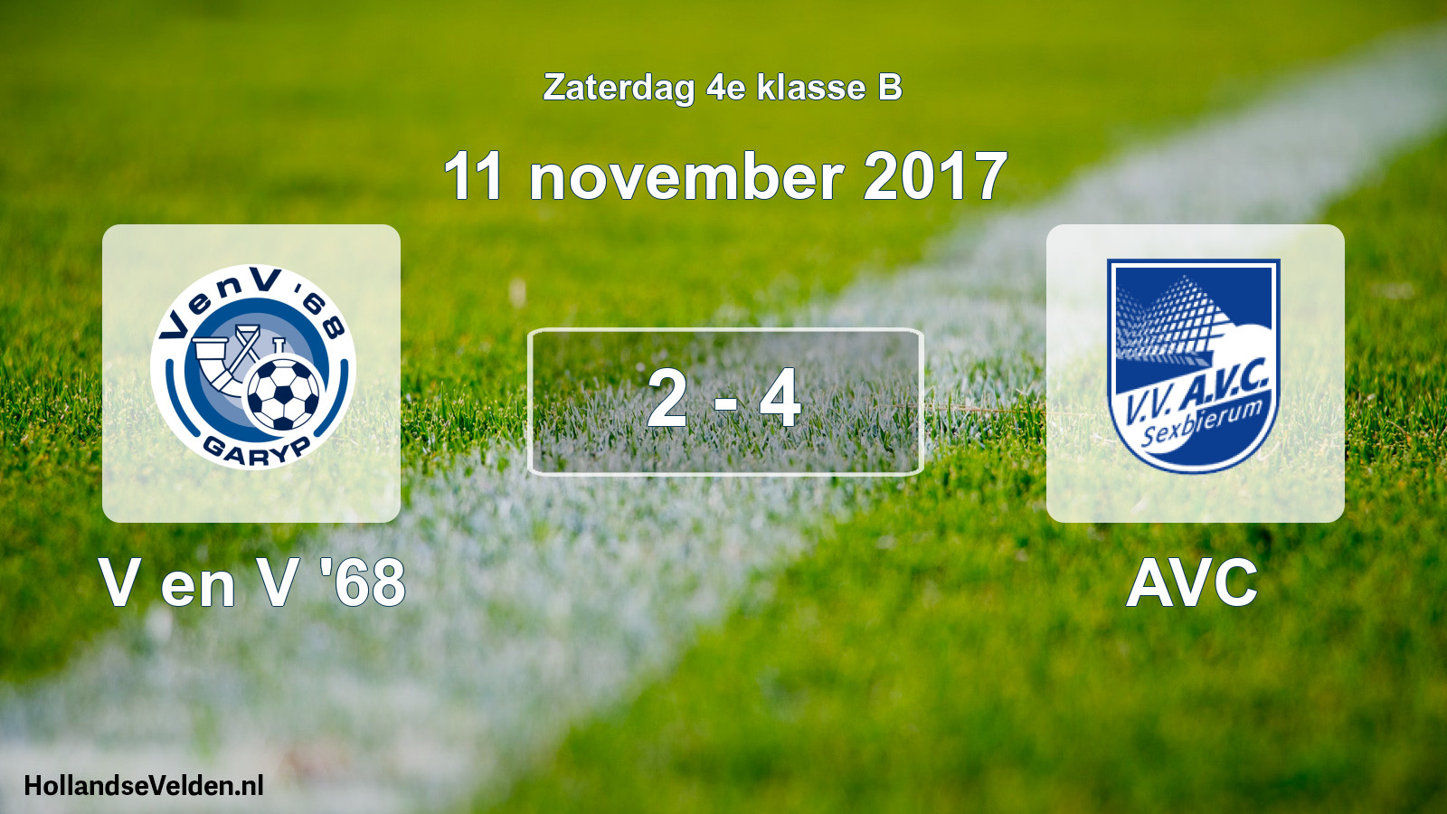 Total number of matches played: V en V '68 - AVC 2 - 4 (11 November 2017)