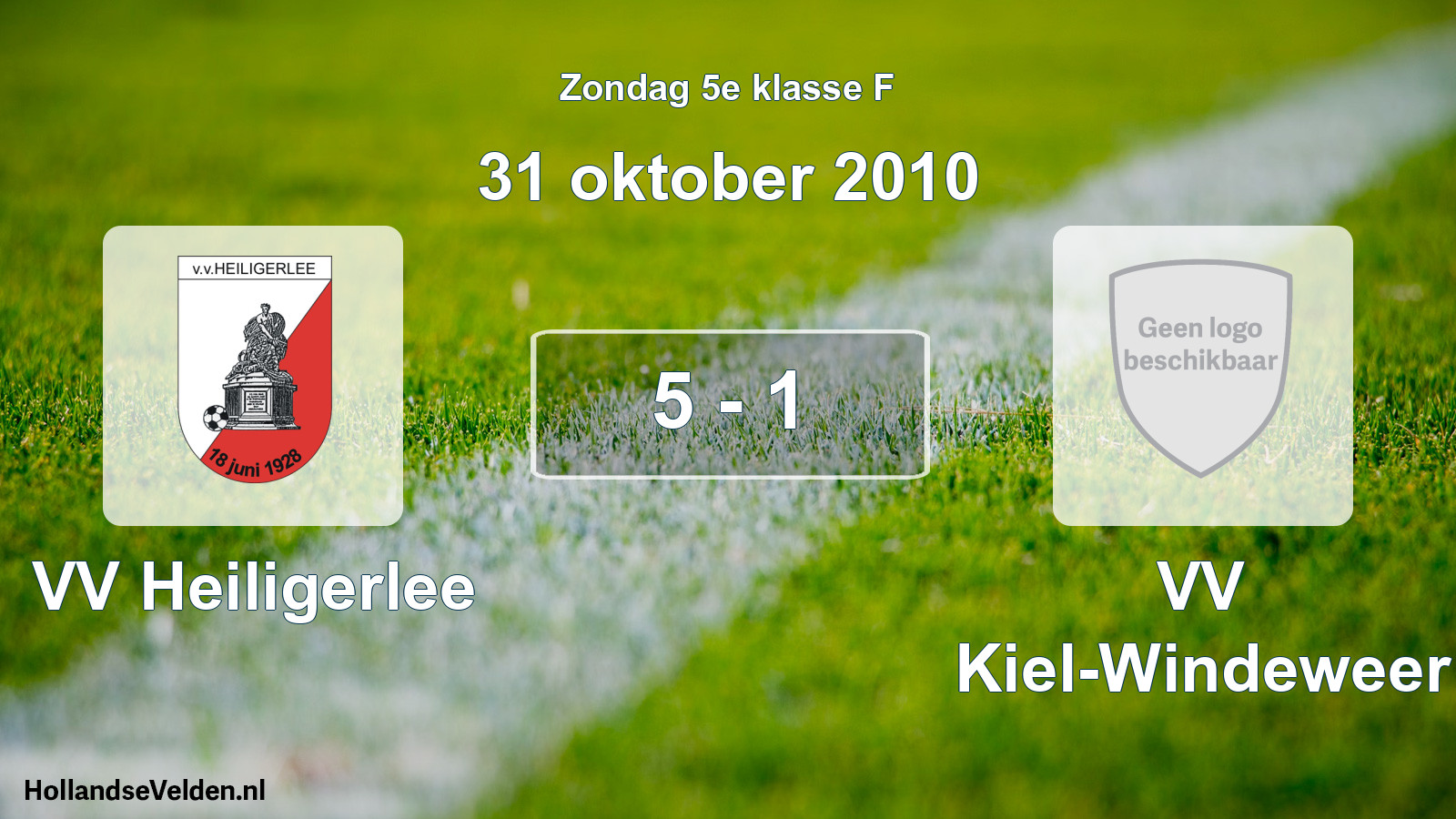 Total number of matches played: VV Heiligerlee - VV Kiel-Windeweer 5 - 1 (31 October 2010)