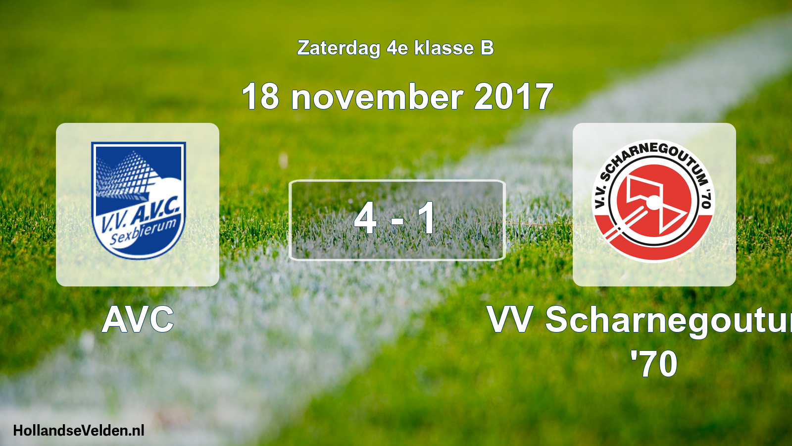 Total number of matches played: AVC - VV Scharnegoutum '70 4 - 1 (18 November 2017)