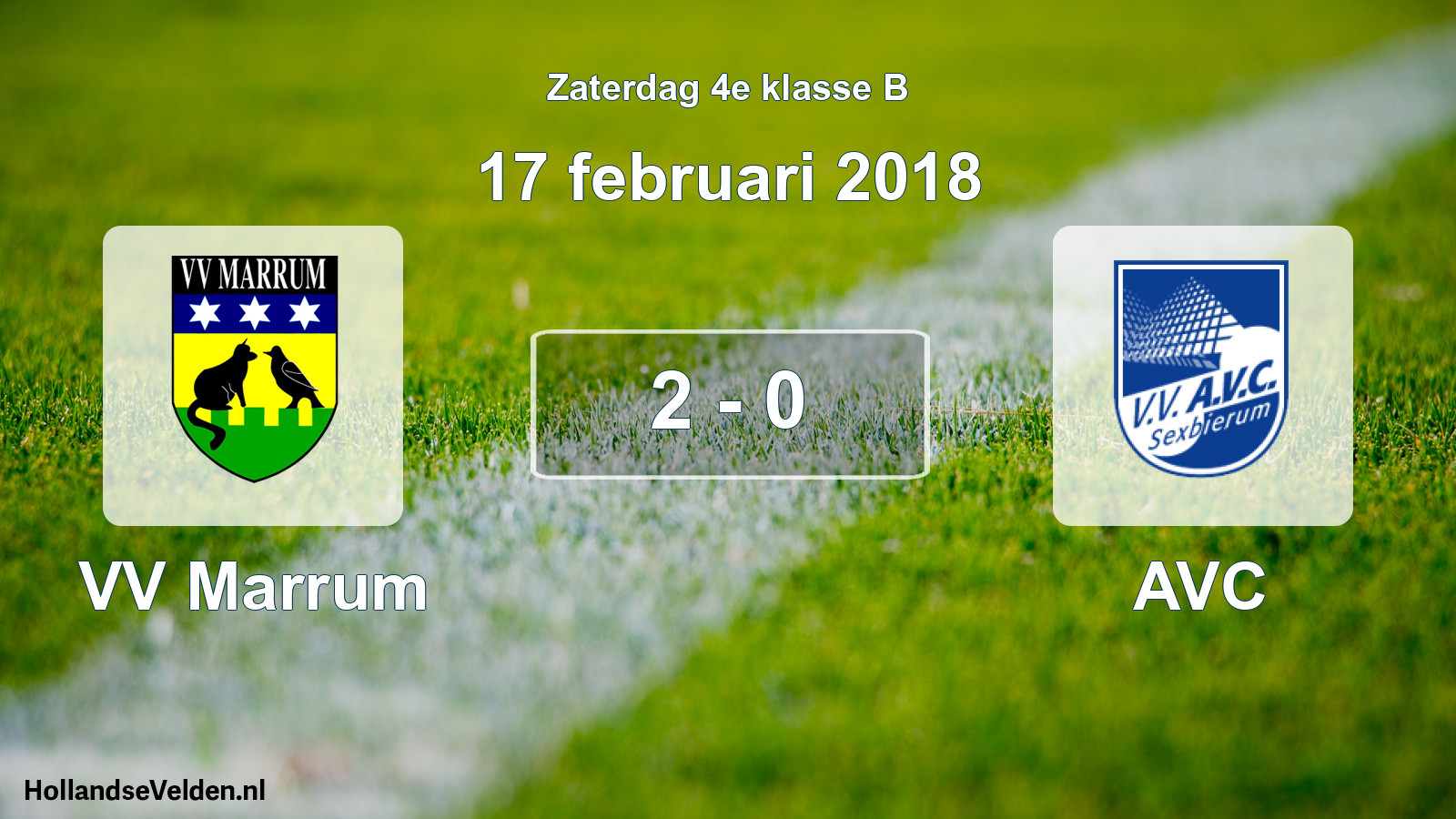 Total number of matches played: VV Marrum - AVC 2 - 0 (17 February 2018)