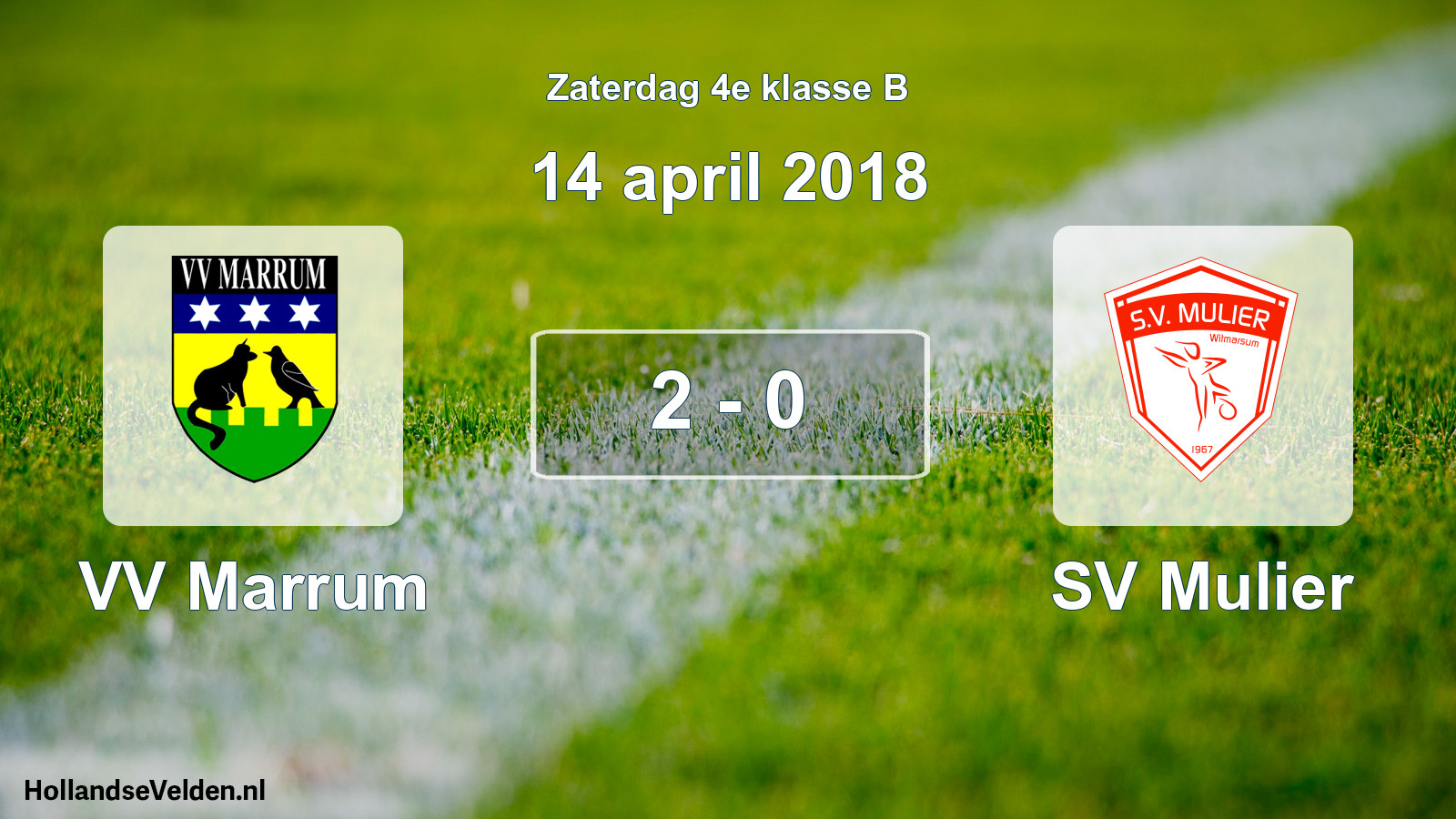 Total number of matches played: VV Marrum - SV Mulier 2 - 0 (14 April 2018)