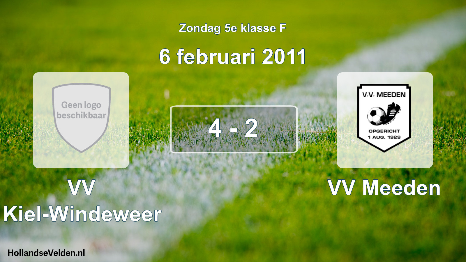 Total number of matches played: VV Kiel-Windeweer - VV Meeden 4 - 2 (6 February 2011)